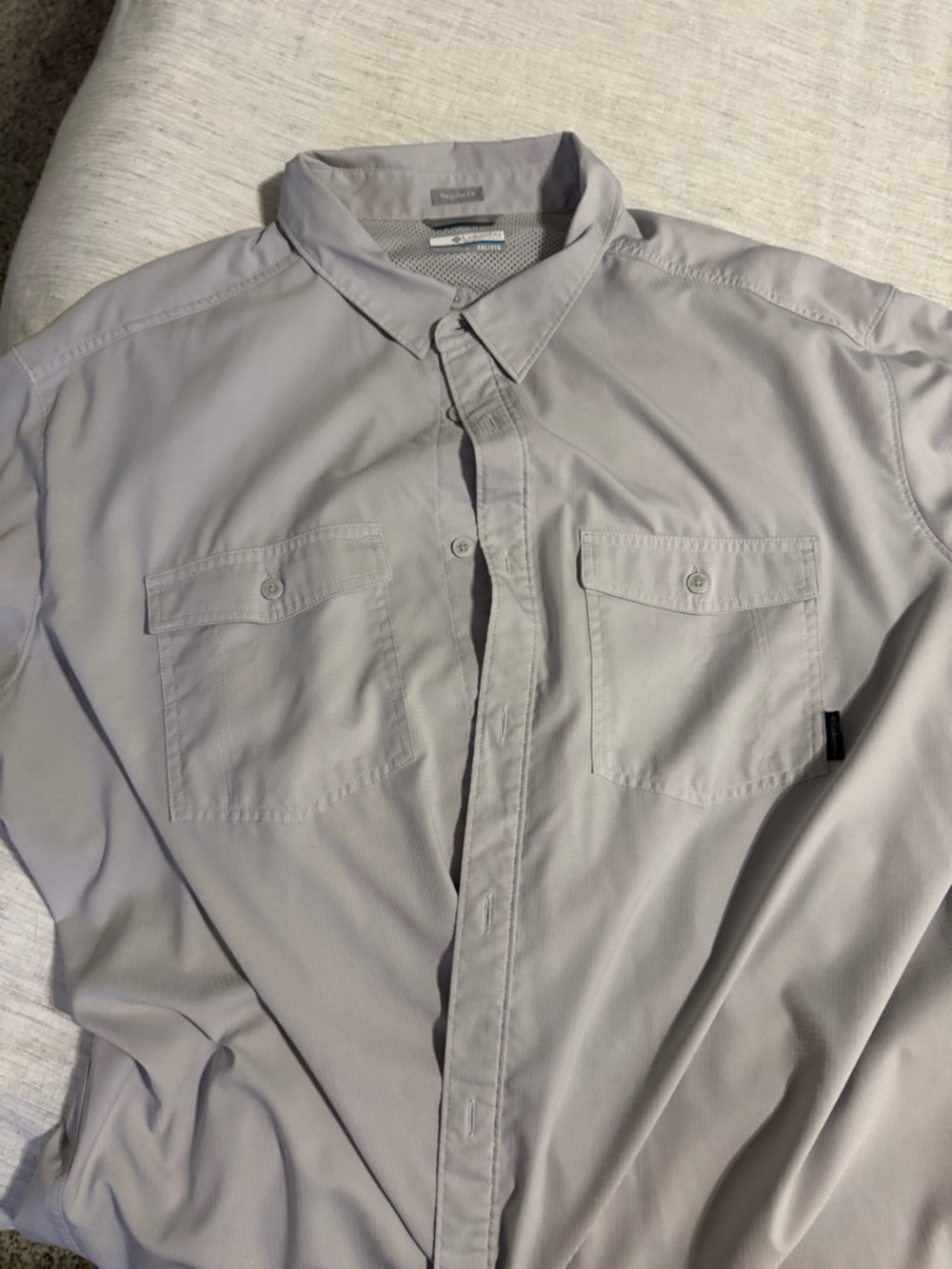 Columbia Light Gray Regular Fit Shirt with Mesh Lining